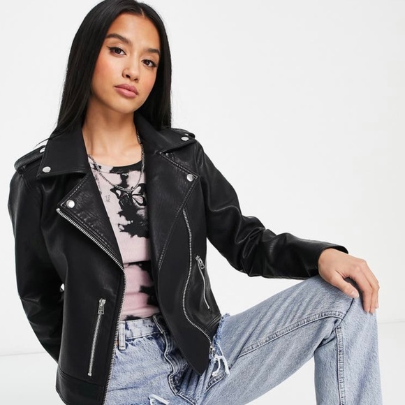 Jackets & Blazers - Faux Leather Moto Jacket